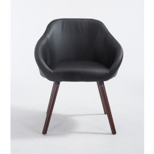 Silla de Confidente CINTIA PIEL, Patas Nogal, Negro