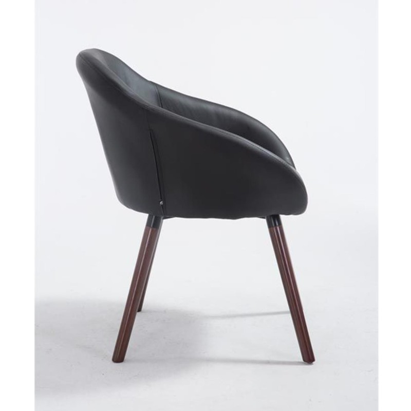 Silla de Confidente CINTIA PIEL, Patas Nogal, Negro