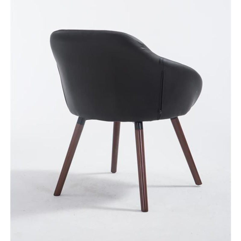 Silla de Confidente CINTIA PIEL, Patas Nogal, Negro