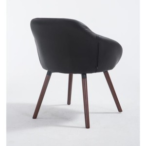 Silla de Confidente CINTIA PIEL, Patas Nogal, Negro