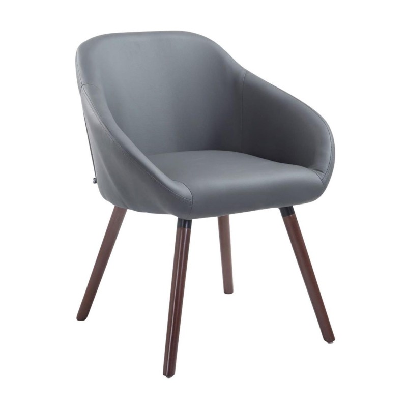 Silla de Confidente CINTIA PIEL, Patas Nogal, Negro