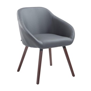 Silla de Confidente CINTIA PIEL, Patas Nogal, Negro