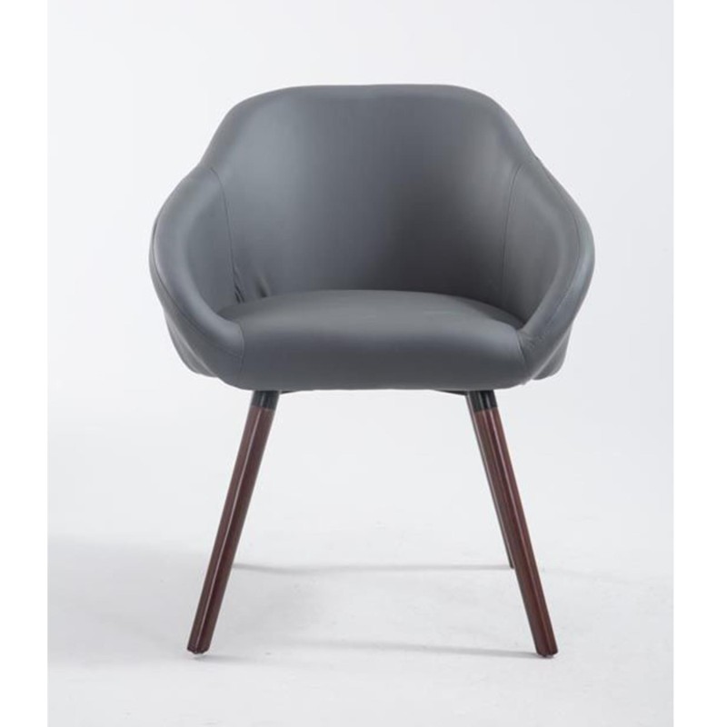 Silla de Confidente CINTIA PIEL, Patas Nogal, Negro