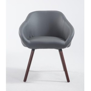 Silla de Confidente CINTIA PIEL, Patas Nogal, Negro