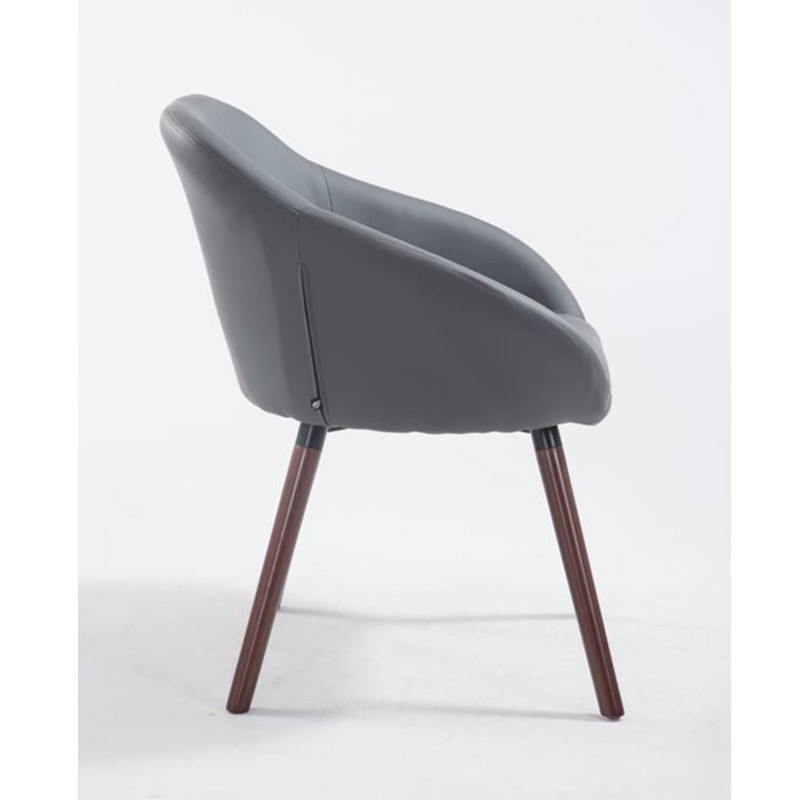 Silla de Confidente CINTIA PIEL, Patas Nogal, Negro