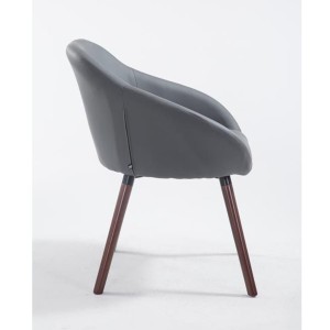 Silla de Confidente CINTIA PIEL, Patas Nogal, Negro