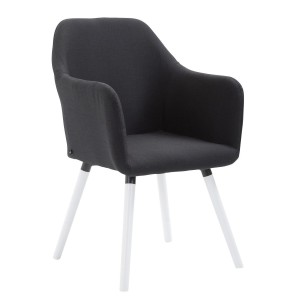 Silla de Confidente WAYAN, Patas Blancas, Tela Negra