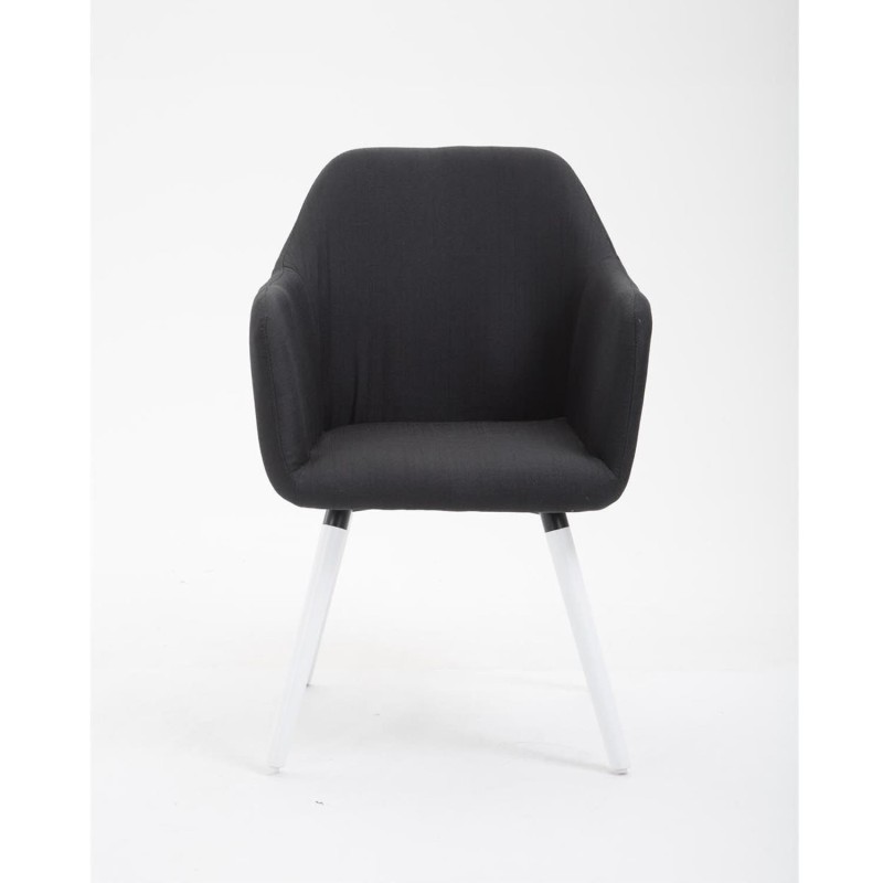 Silla de Confidente WAYAN, Patas Blancas, Tela Negra