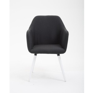Silla de Confidente WAYAN, Patas Blancas, Tela Negra