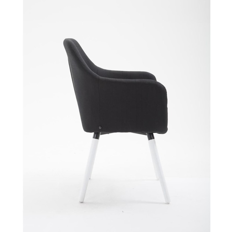 Silla de Confidente WAYAN, Patas Blancas, Tela Negra
