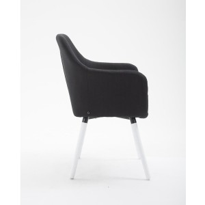 Silla de Confidente WAYAN, Patas Blancas, Tela Negra