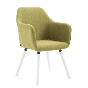 Silla de Confidente WAYAN, Patas Blancas, Tela Negra