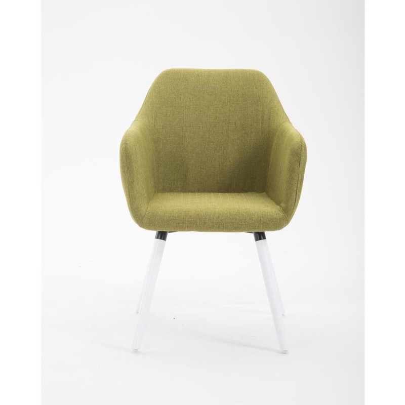 Silla de Confidente WAYAN, Patas Blancas, Tela Negra