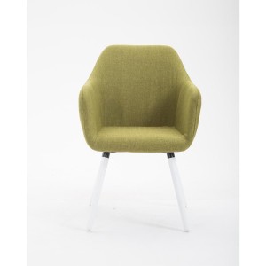 Silla de Confidente WAYAN, Patas Blancas, Tela Negra