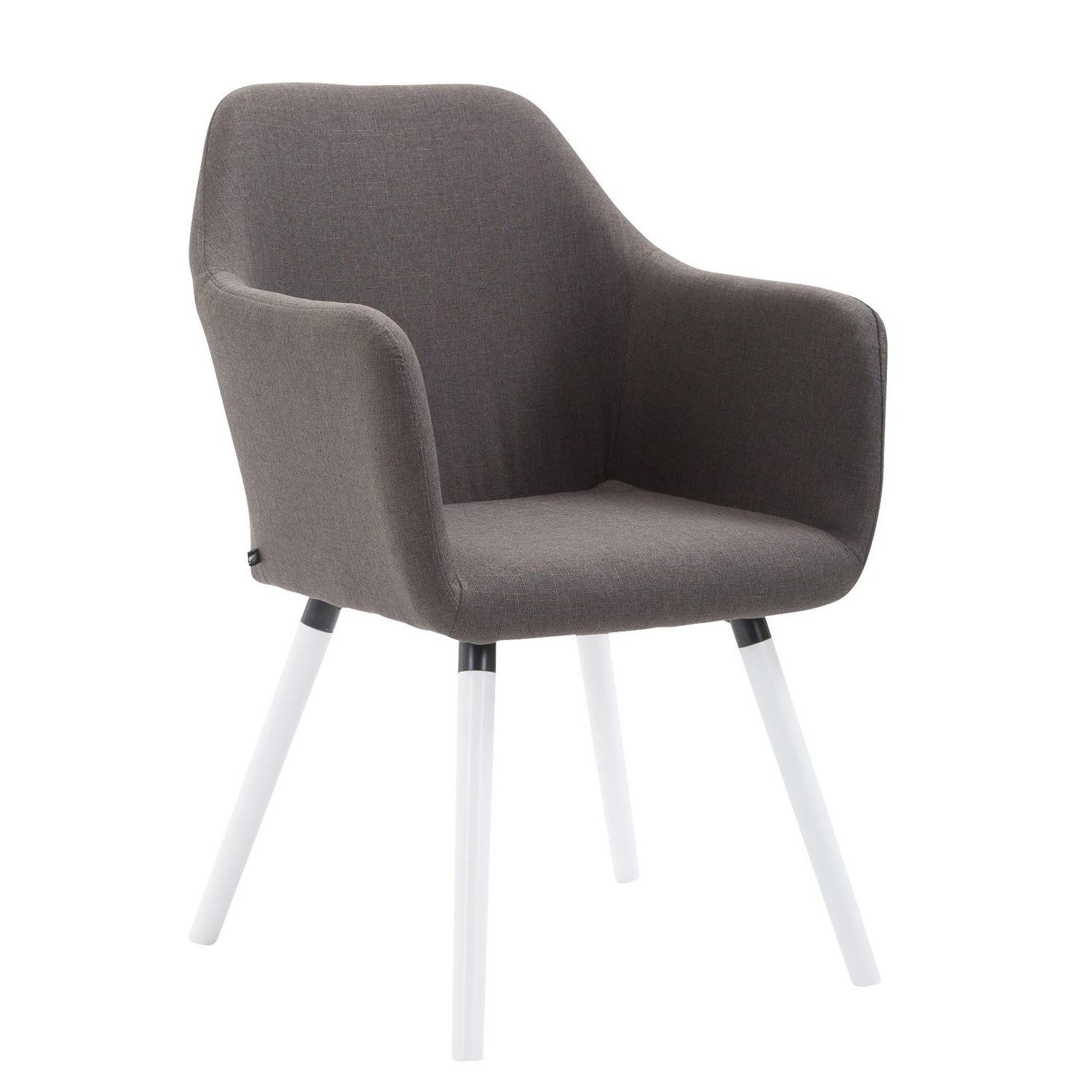 Silla de Confidente WAYAN, Gran Acolchado, Patas Blancas, en Tela Negra