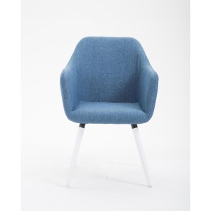 Silla de Confidente WAYAN, Patas Blancas, Tela Negra
