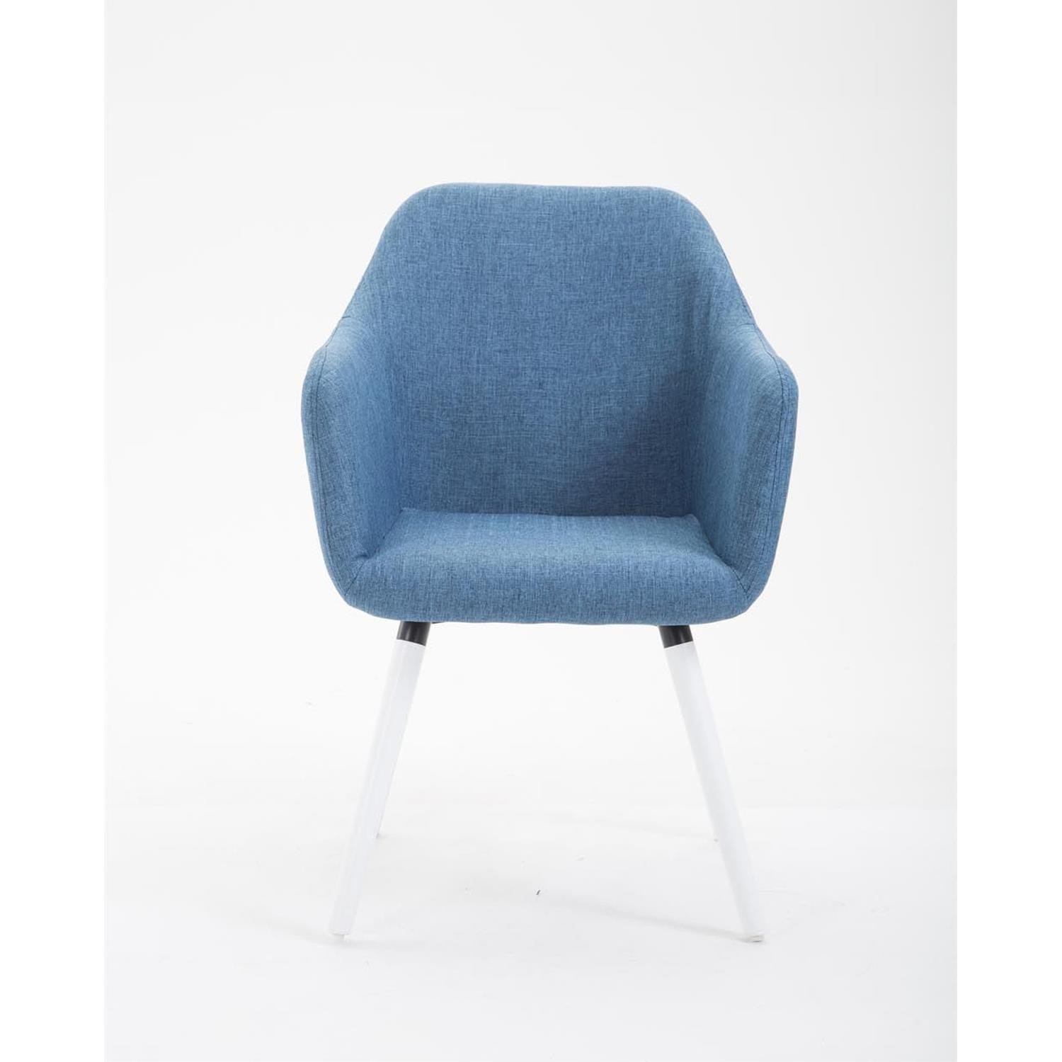 Silla de Confidente WAYAN, Gran Acolchado, Patas Blancas, en Tela Negra