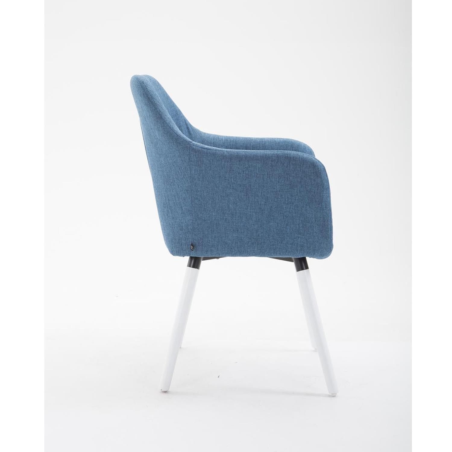 Silla de Confidente WAYAN, Gran Acolchado, Patas Blancas, en Tela Negra