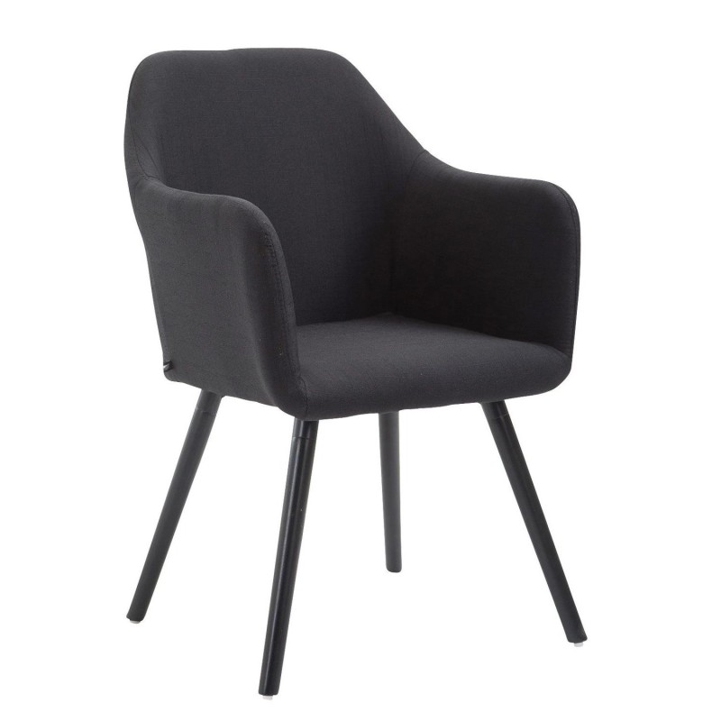 Silla de Confidente WAYAN, Patas Negras, Tela Negra