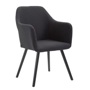 Silla de Confidente WAYAN, Patas Negras, Tela Negra