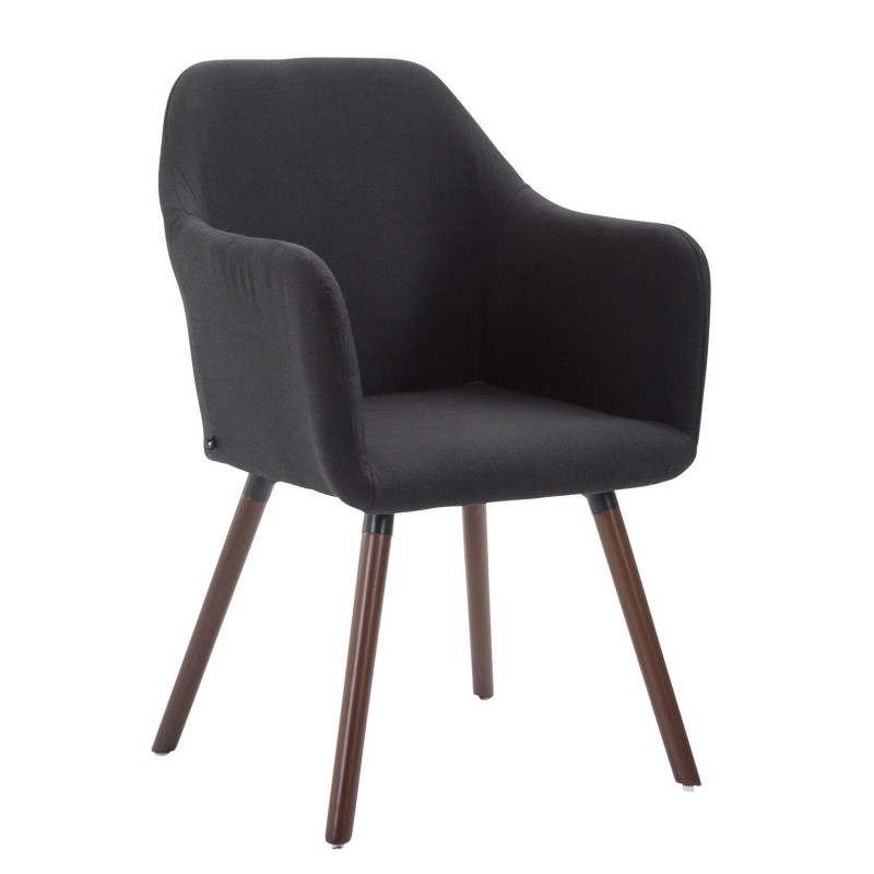 Silla de Confidente WAYAN, Patas Nogal, Tela Negra
