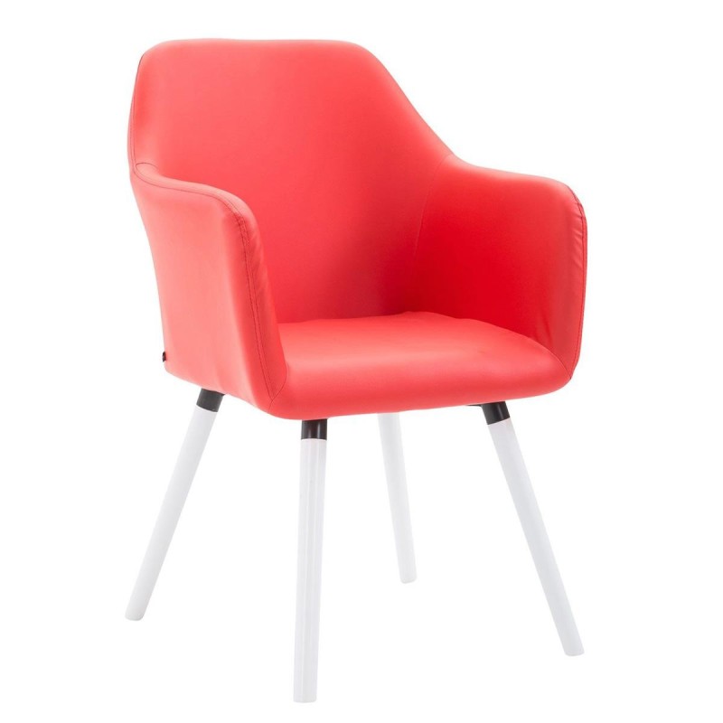 Silla de Confidente WAYAN PIEL, Patas Blancas, Negro