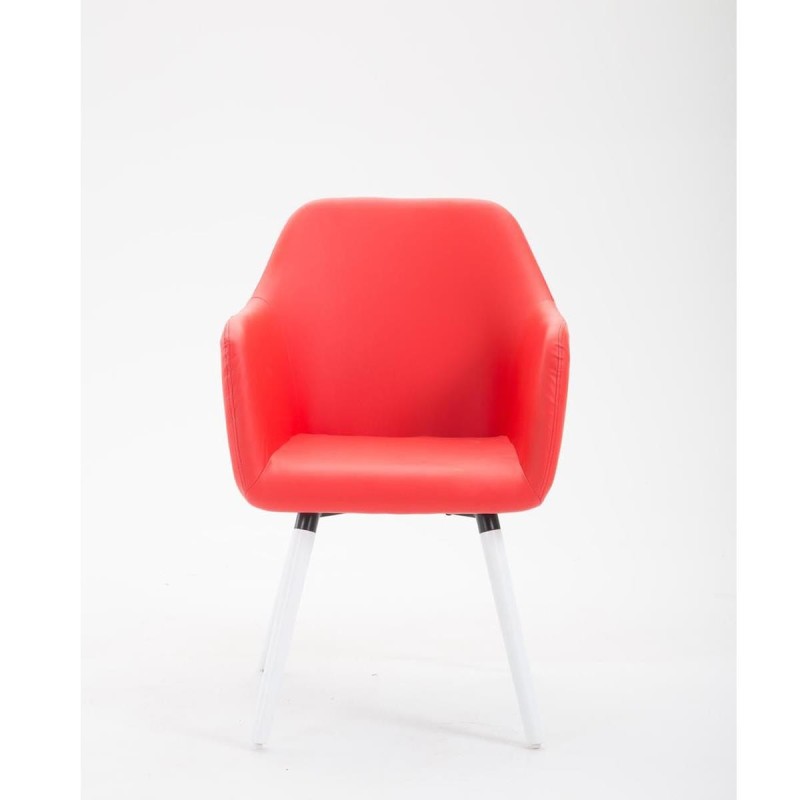 Silla de Confidente WAYAN PIEL, Patas Blancas, Negro