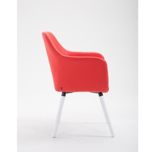 Silla de Confidente WAYAN PIEL, Patas Blancas, Negro