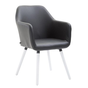 Silla de Confidente WAYAN PIEL, Patas Blancas, Negro