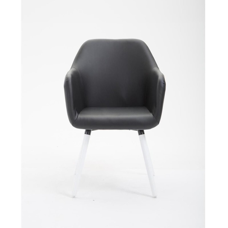 Silla de Confidente WAYAN PIEL, Patas Blancas, Negro