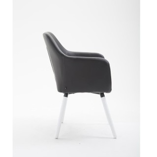 Silla de Confidente WAYAN PIEL, Patas Blancas, Negro 2