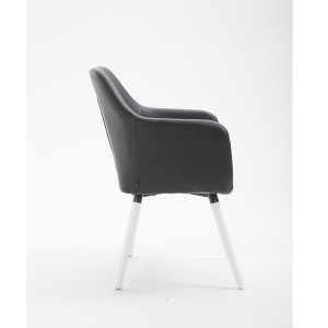 Silla de Confidente WAYAN PIEL, Patas Blancas, Negro