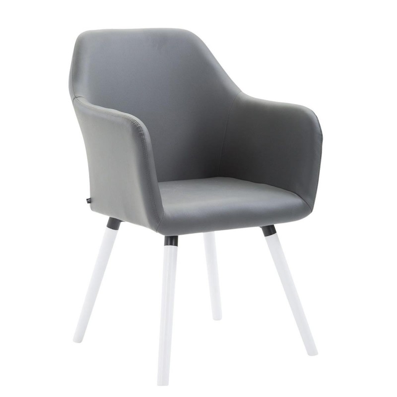 Silla de Confidente WAYAN PIEL, Patas Blancas, Negro