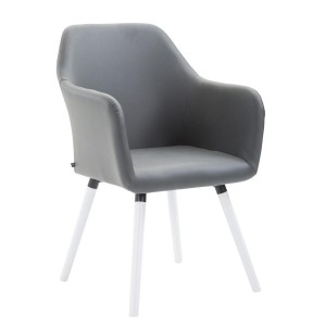 Silla de Confidente WAYAN PIEL, Patas Blancas, Negro