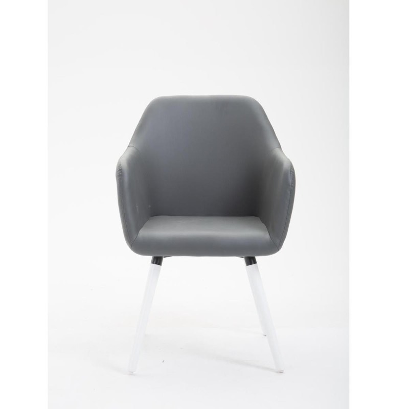 Silla de Confidente WAYAN PIEL, Patas Blancas, Negro