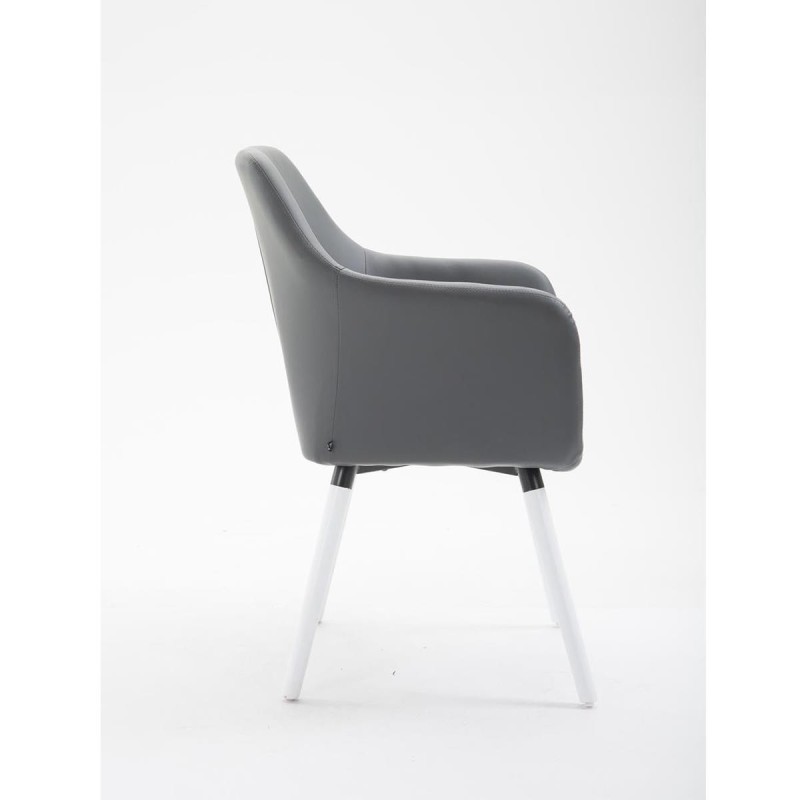 Silla de Confidente WAYAN PIEL, Patas Blancas, Negro