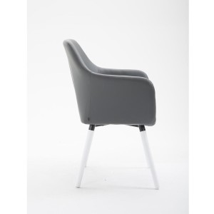 Silla de Confidente WAYAN PIEL, Patas Blancas, Negro