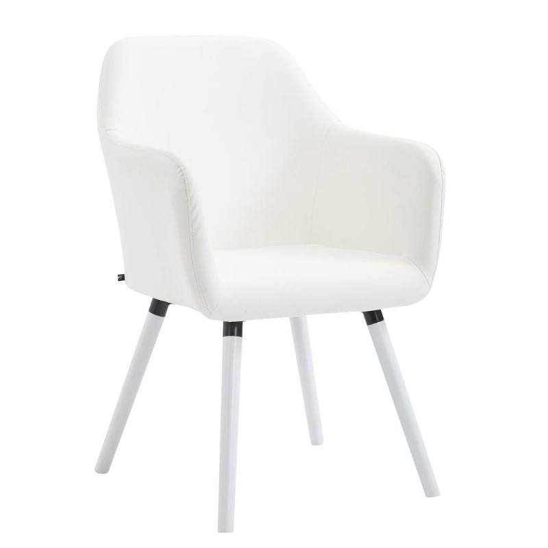 Silla de Confidente WAYAN PIEL, Patas Blancas, Negro