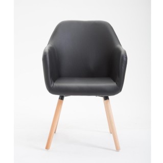 Silla de Confidente WAYAN PIEL, Patas Claras, Negro 2