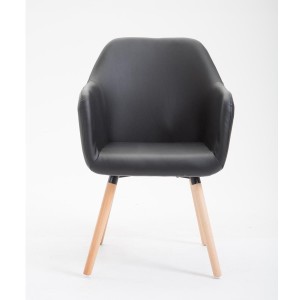 Silla de Confidente WAYAN PIEL, Patas Claras, Negro