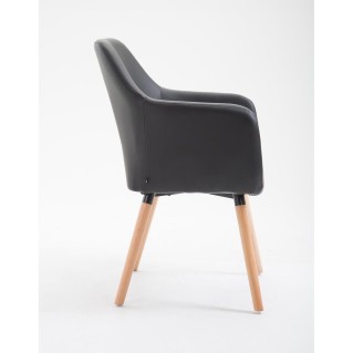 Silla de Confidente WAYAN PIEL, Patas Claras, Negro 2