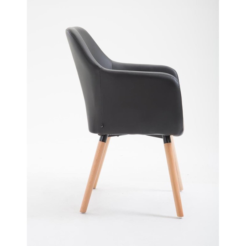 Silla de Confidente WAYAN PIEL, Patas Claras, Negro