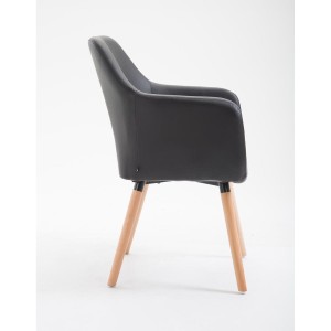 Silla de Confidente WAYAN PIEL, Patas Claras, Negro