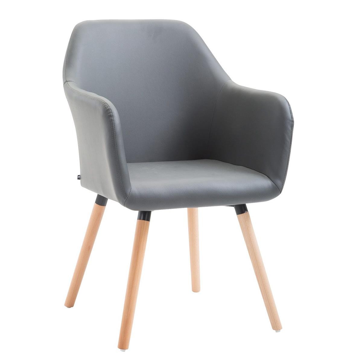 Silla de Confidente WAYAN PIEL, Gran Acolchado, Patas Claras, en Negro