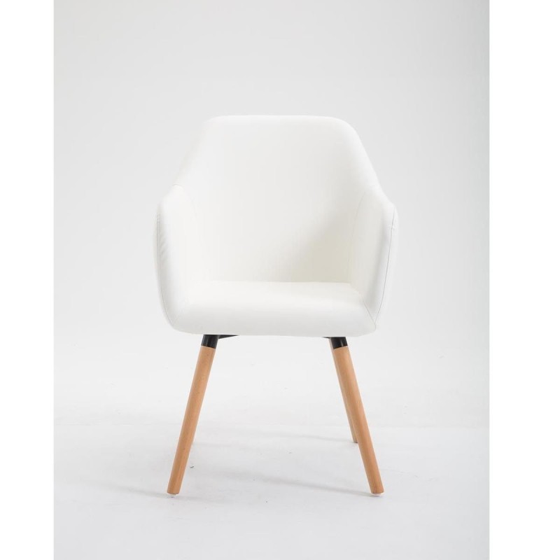 Silla de Confidente WAYAN PIEL, Patas Claras, Negro