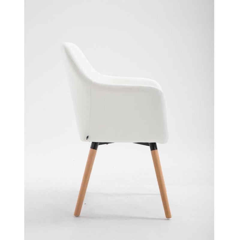 Silla de Confidente WAYAN PIEL, Patas Claras, Negro