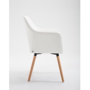 Silla de Confidente WAYAN PIEL, Patas Claras, Negro