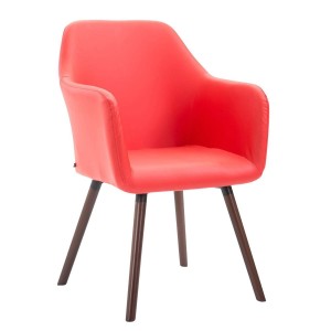 Silla de Confidente WAYAN PIEL, Patas Nogal, Negro