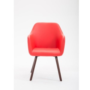 Silla de Confidente WAYAN PIEL, Patas Nogal, Negro