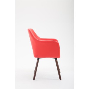 Silla de Confidente WAYAN PIEL, Patas Nogal, Negro